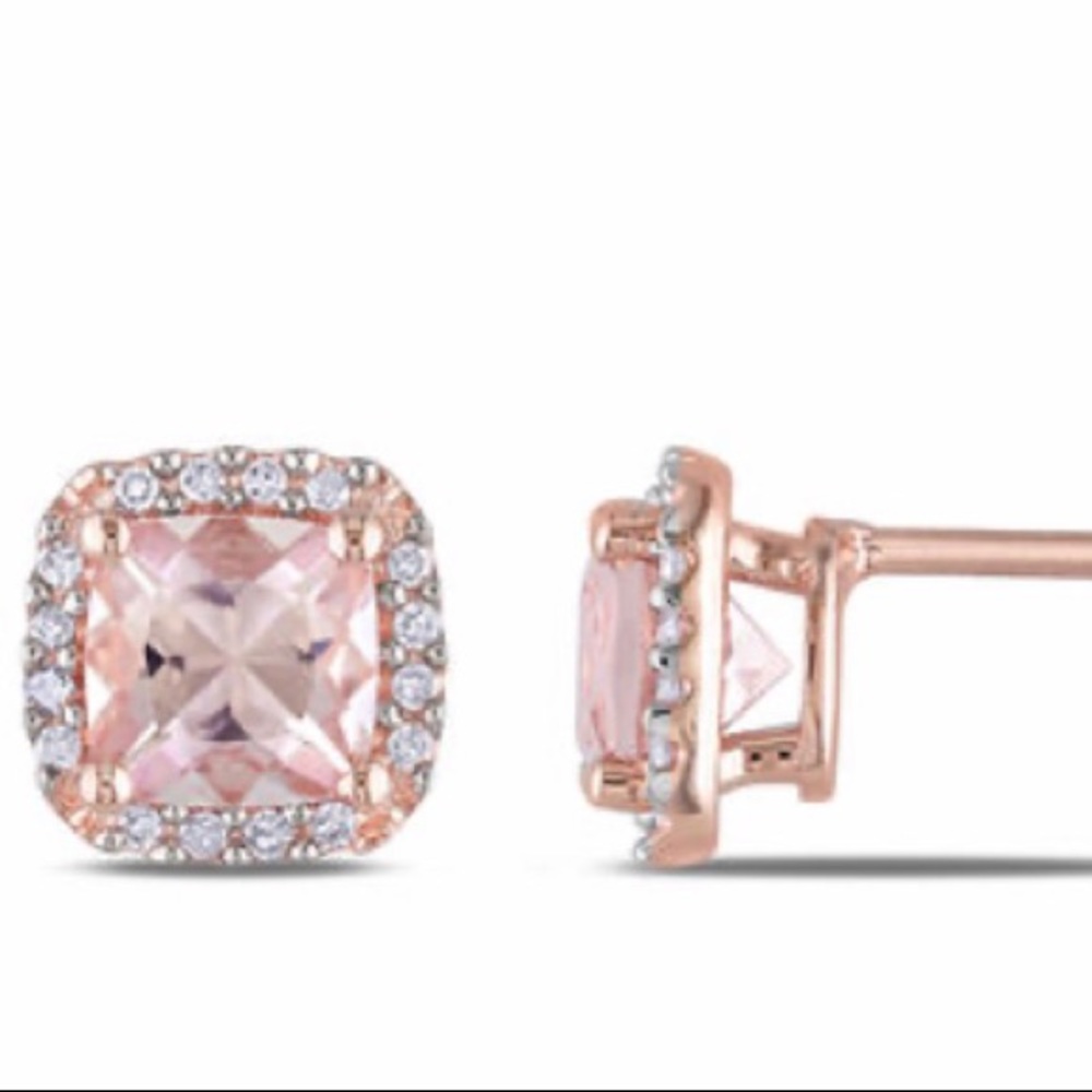 REAL🥰 ROSE GOLD DIAMOND STUDS - Picture 2 of 7